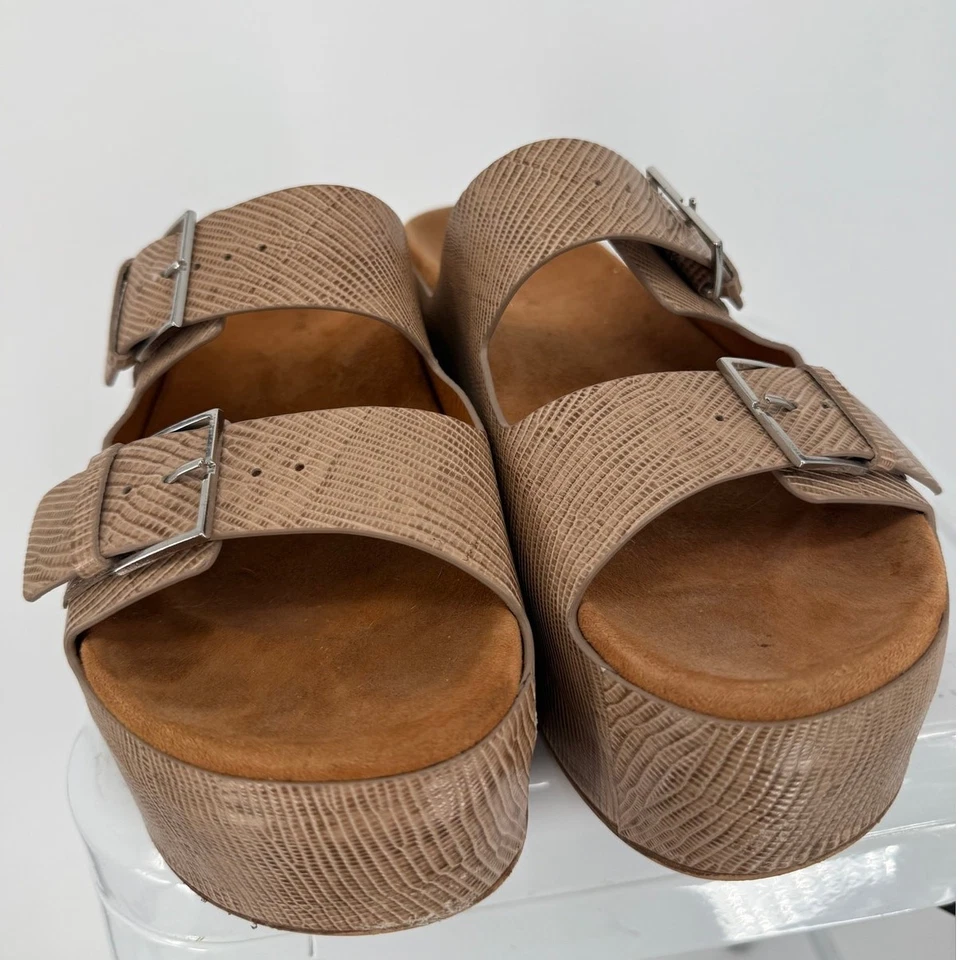 Sandalia Plataforma Robert Clergerie Esme en Arena Talla 40.5 Hebilla Deslizable Marrón Tostado Foto 2 de 4