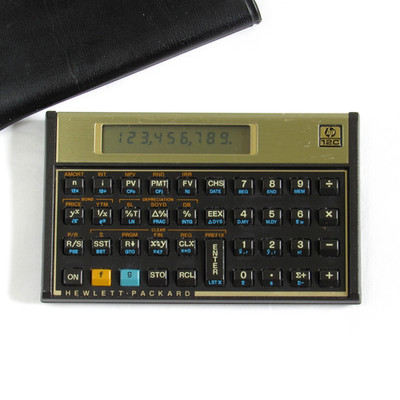 HP 12C Financial Calculator w/ Leather Case Hewlett Packard Tested Vintage