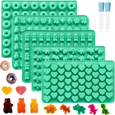 Silicone Gummy Molds Set of 5 Candy Molds Silicone with 2 Droppers