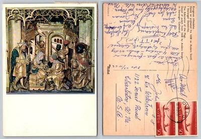 Adoration of Magi Pulpit Detail Stavanger Cathedral Norway Postcard 1963