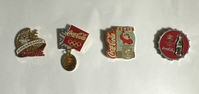 Lot Of 4 Salt Lake City Olympic Pins - Coca-Cola Ambassador, Spinning Bottle