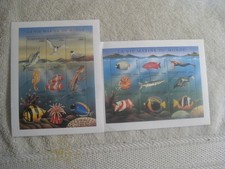 2 different Comoros Islands Marine Life Souvenir Sheet s. MNH 18 stamps