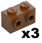 Lego New Part 11211 Brick 2 Stud on Side Reddish Brown Modified 1 x 2 Qty 3 RB1