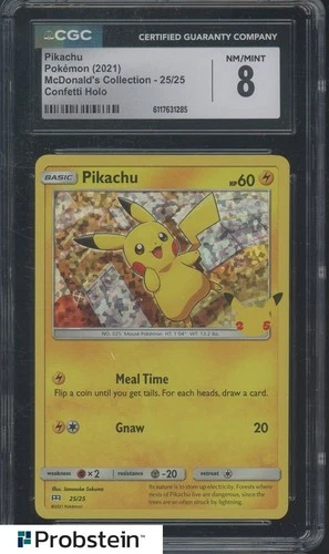 2021 Pokemon McDonald's Collection Confetti Holo #25 Pikachu CGC 8 NM-MT
