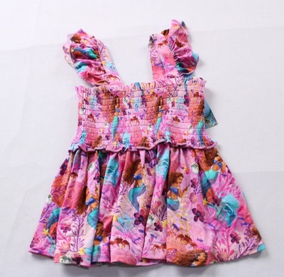 DisneyXPosh Peanut Baby Ariel Flutter Dress Bummie Top AP2 Purple Size:18-24M