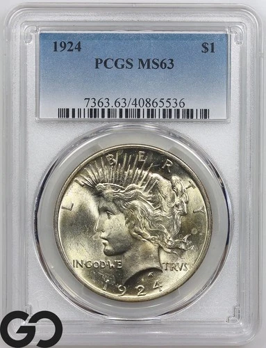 1924 Peace Dollar PCGS MS 63 ** Beautiful Lustrous Blazer!