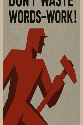   Don't Waste Words - Work! Retro Style Poster - 16x24  - Rare Reprint   !