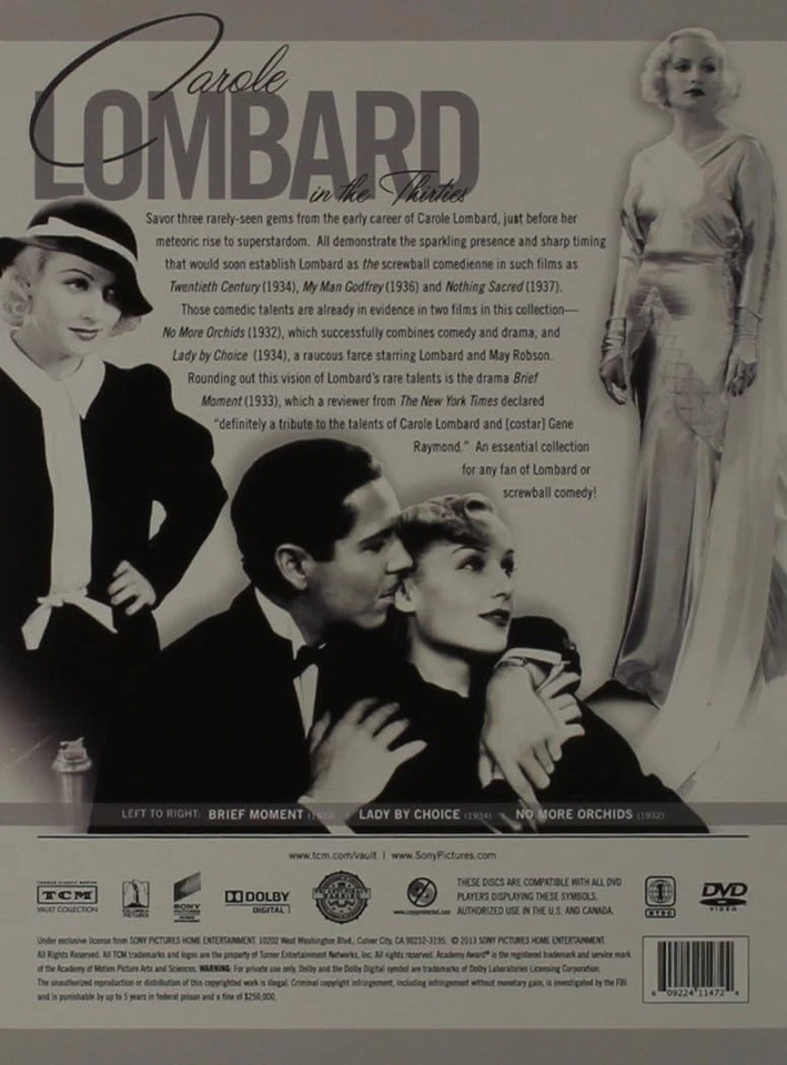 Carole Lombard - In the Thirties DVD Collection (DVD) Walter Connolly May Robson - Image 2 of 2