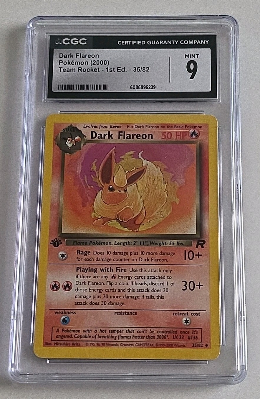CGC 9 MINT Dark Flareon Team Rocket 1st Edition 35/82 Pokemon Card