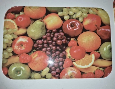 6 Vintage MCM Obst Stillleben Vinyl Schaum Tischsets 12x18 Sultan's Linens NY MOD - Bild 1 von 4