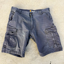 Carhartt Men's Relaxed Fit Gray Canvas Cotton Cargo Shorts Zip Flat Front