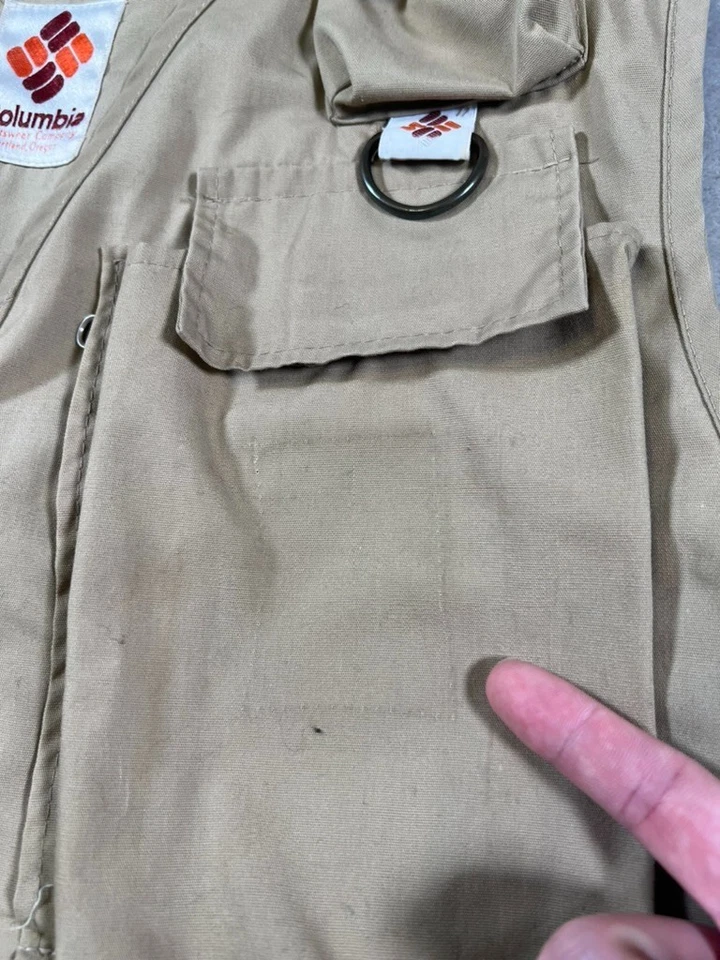 Vintage Colombia Fishing Vest Tan Canvas Utility Pocket Outdoor 80s Size M/L - Image 4 of 4