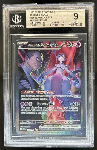 2025 Pokemon Destined Rivals Team Rocket's Mewtwo ex #231/182 BGS 9