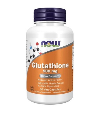 NOW Glutathione 500mg 60 Capsules Detox Support Milk Thistle Alpha Lipoic Acid