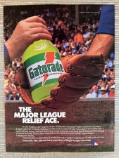 Gatorade Thirst Quencher Major League Relief Ace Baseball 1984 Vintage Print Ad