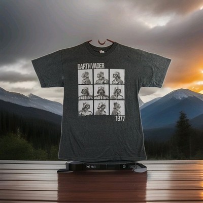 Vintage 2019 Darth Vader Mug Shot Graphics Gray T-shirt Mens Medium