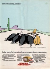 DHL Vintage 1987 International Shipping Magazine Print Ad Cartoon