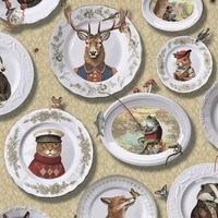 13940 Holden Decor Animals Vintage Tea Party  Ochre