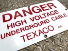 Vintage ORIGINAL 1950s Heavy Porcelain Signs, Texaco Inc. Underground Cable