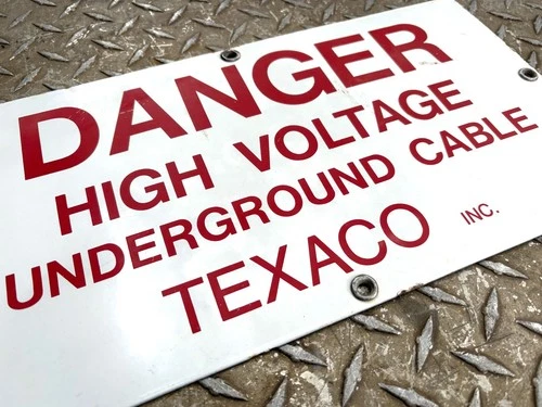 Vintage ORIGINAL 1950s Heavy Porcelain Signs, Texaco Inc. Underground Cable