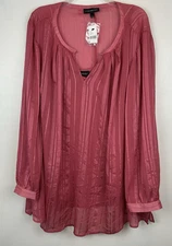 Lane Bryant Top Womens XL 26 Peasant Romantic Boho Blouse Flowy Sheer 2 pc New