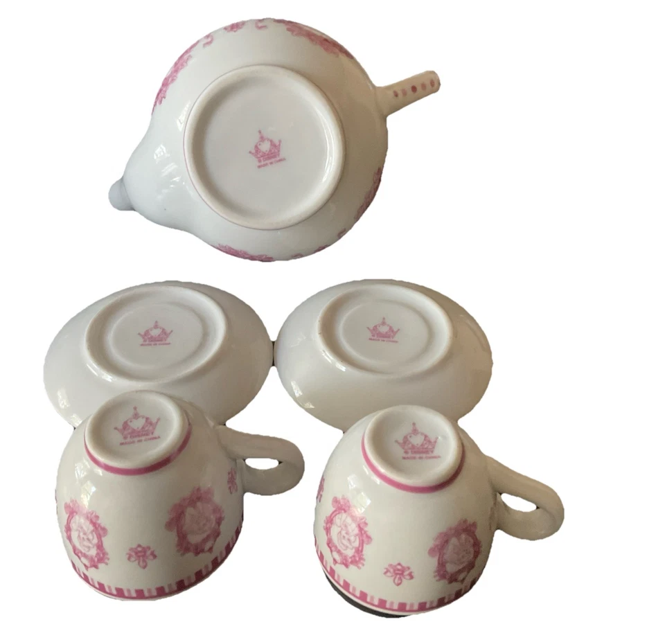 Disney Princesses 1 Pink Teapot 2 Tea Cups And 2 Saucers Ceramic - Image 3 of 4