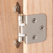 Self Closing Cabinet Hinges Satin Nickel, 50 Pack - Variable Overlay Flush