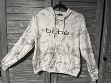 Bebe Women s Size Medium Hooded Sweatshirt, Gray, And White