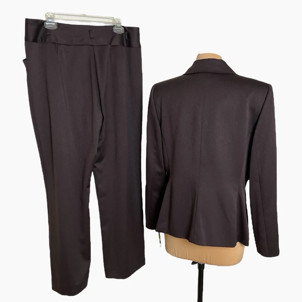 Alex Marie Pant Suit Womens Petite 14P Brown Blazer Pants Belt Classic Timeless - Image 2 of 4