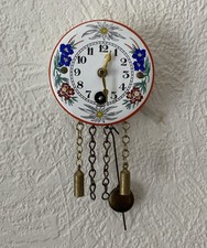 Vintage German Wintermantel Manual Wind Enamel Face Miniature Wall Clock 