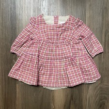NWT Baby Girl Gap Pink Plaid Long Sleeve Tiered Dress  Bloomers 0-3 Months