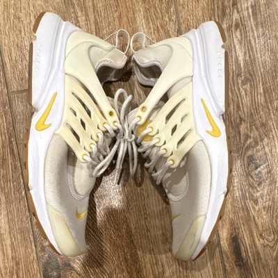 Nike Air Presto Low Top Mesh Lace-Up Sneakers Beige/White/Yellow Teens