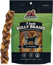 Redbarn 7" Premium Braided Bully Sticks for Dogs - Natural Single Ingredient Bra