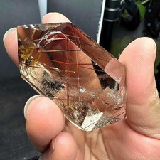 65g Natural Rutilated Quartz Obelisk Crystal Double Point Mineral Reiki Decor