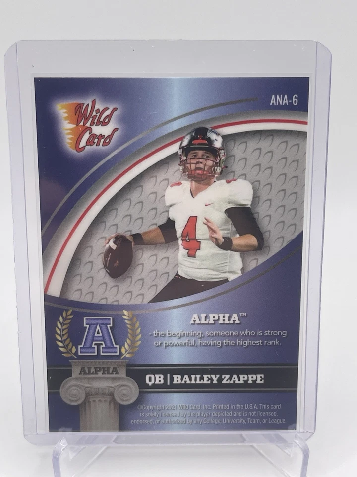 2021 Wild Card Alumination Collegiate Edition Alpha Blue /35 Bailey Zappe - Image 2 of 2