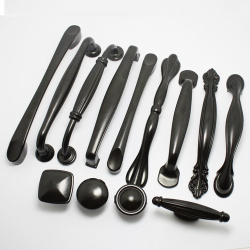 Zinc Kitchen Cabinet Handles Drawer Bar Handle Pull Knobs 96MM 128MM Matt Black - Picture 4 of 24