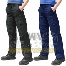 Ladies Womens Cargo Combat Work Trousers Healthcare Pants Part Elastic Waistband