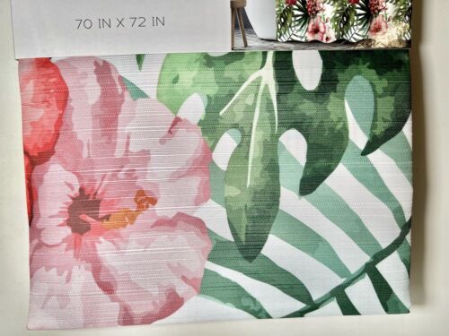 TENDA DOCCIA PARADISO FIORI DI IBISCO TROPICALE E FOGLIE VERDI TESSUTO - Foto 16 di 20