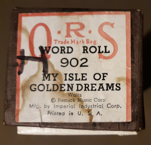 #902 My Isle Of Golden Dreams waltz QRS 88 Note Player Piano Word Roll - Afbeelding 1 van 4