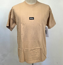 Obey Men's Box T-Shirt Black Bar Irish Cream Size M NWT Shepard Fairey