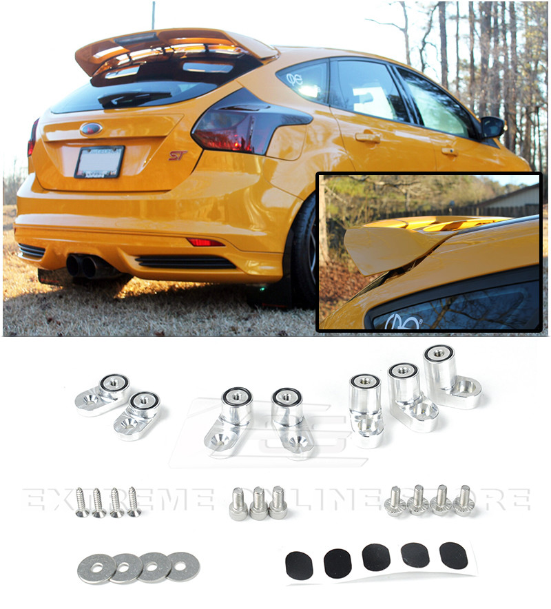 Black Riser Kit / Spoiler Lip For 2013-Up Ford Focus ST Hatchback - Rear Upper Wing