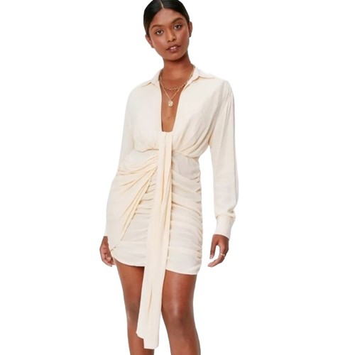 nasty gal brown dress Brown Two Tone Faux Leather Panelled Mini Dress