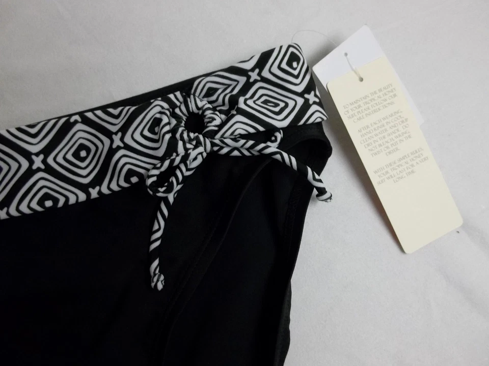 Pantalones de bikini Tropical Honey talla 14 negros con bandas delanteras nuevos para mujer  Foto 2 de 3