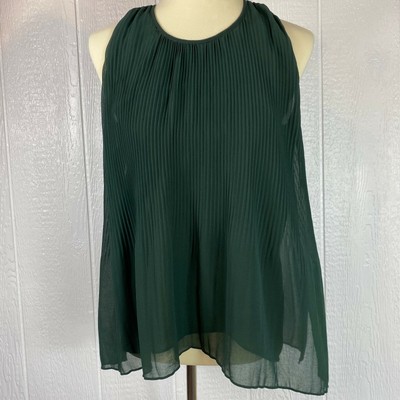 Zara Basic Collection Forest Green Pleated Flare Sleeveless Blouse Size S | eBay