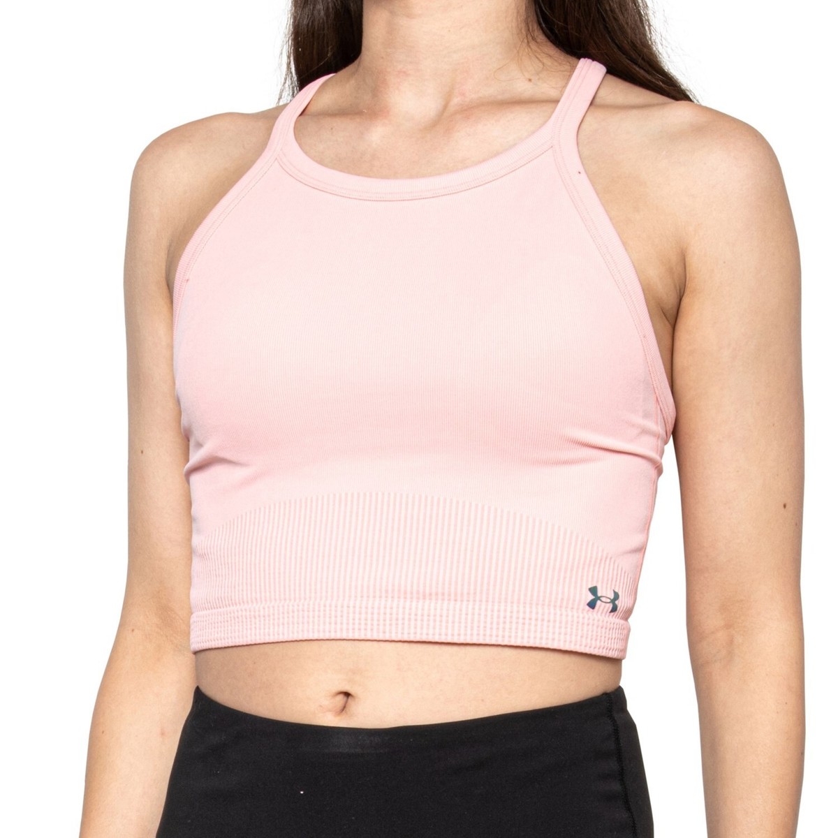 NWT Women's Under Armour Pink Heatgear Rush Seamless Crop Tank Top