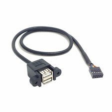 50cm Stackable Dual USB 2.0 A Type Female to Motherboard 9 Pin Header Cable