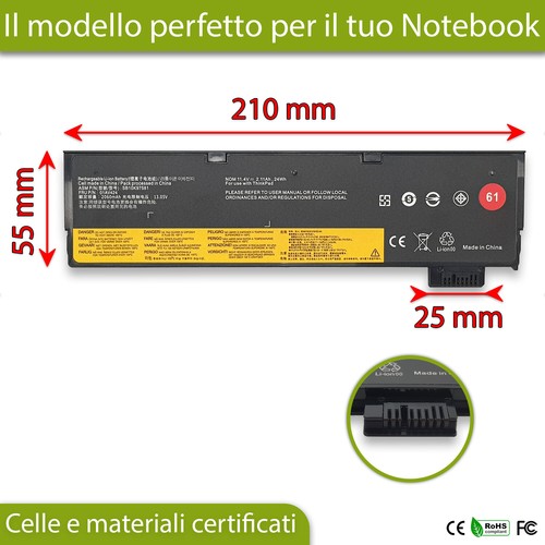 Batteria compatibile con Lenovo ThinkPad T470 T480 T570 T580 11,4 V - Afbeelding 2 van 6