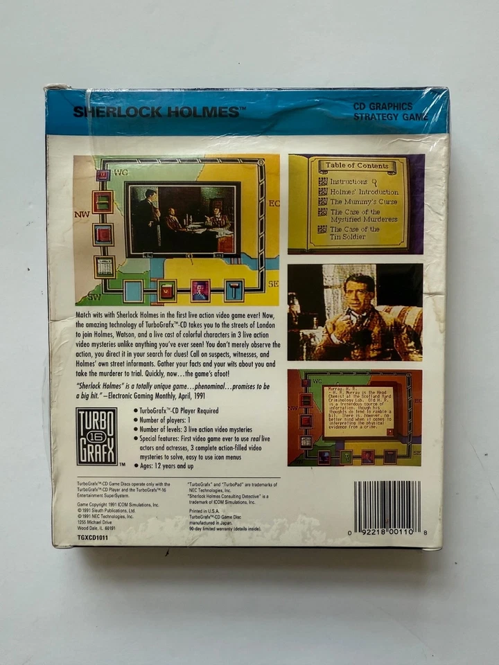 Sherlock Holmes Consulting Detective Turbografx CD New Factory Sealed OOP Damage - Image 2 of 4