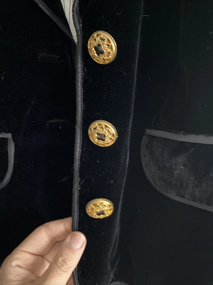 Walter Chaqueta a medida Terciopelo Negro Botones Dorados Fabulosa Muy Rica Look Foto 3 de 4