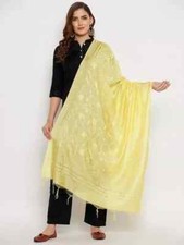Yellow Embroidered Dupatta Wrap Shawl Stole Indian Chunni